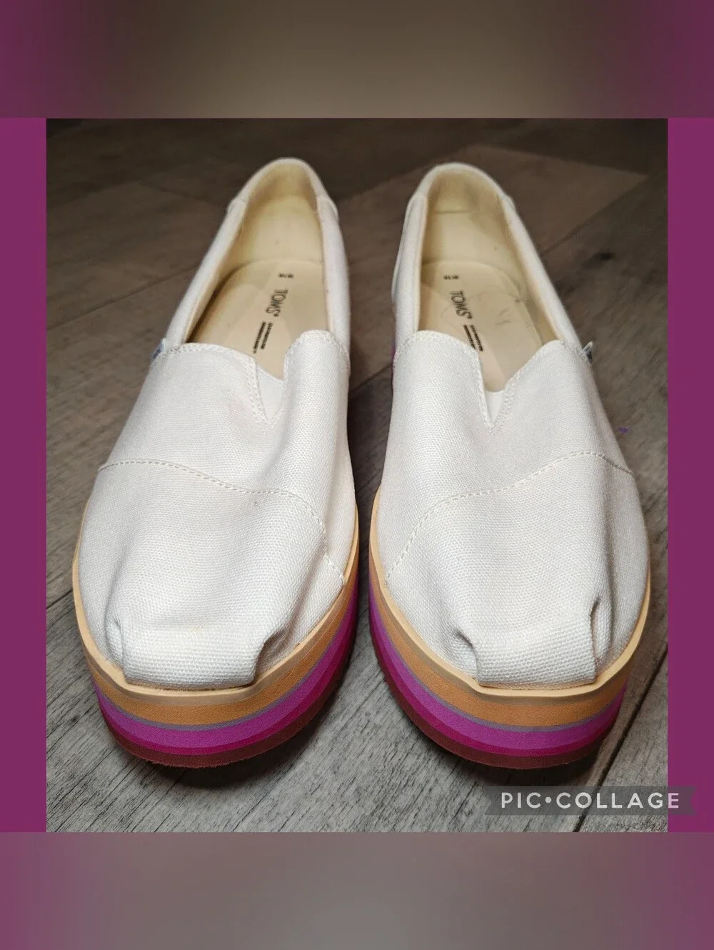✨🌈NWOT TOMS Alpargata Rainbow Platform Wedge Espadrilles Slip-Ons ✨🌈